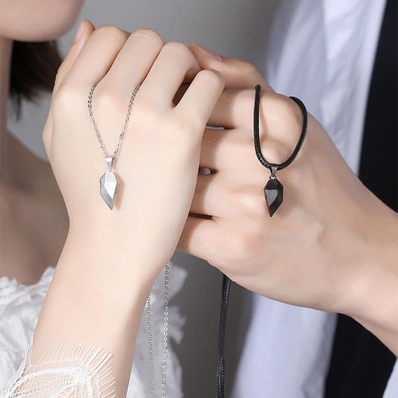 Wunschstein Kreative Magnetpaare Halskette, Zwei Seelen Ein Herz Anhänger Halsketten für Paare