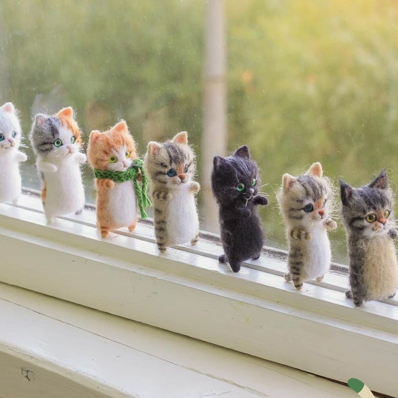 Kreative DIY handgemachte Kätzchenpuppe aus Wollfilz