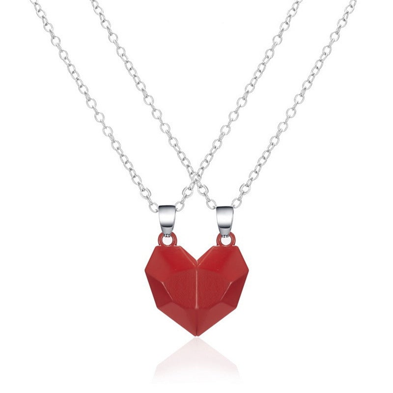 Wunschstein Kreative Magnetpaare Halskette, Zwei Seelen Ein Herz Anhänger Halsketten für Paare
