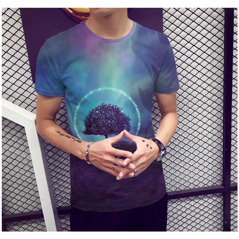 3D Druck Landschaftsbaum Kurzärmeliges T-shirt für Männer