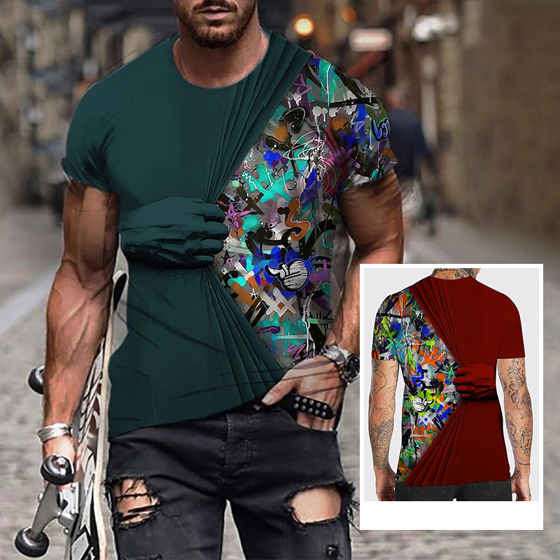 Herren-T-Shirt mit 3D-Druck und Rundhalsausschnitt